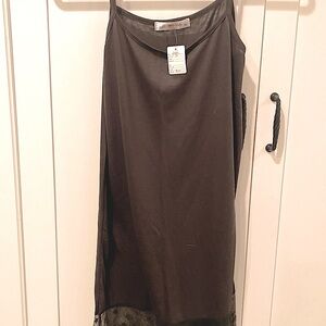 Olive Green Cotton slip or night gown with lace bottom. With tags